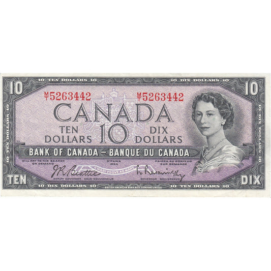 BC-40b 1954 Canada $10 Beattie-Rasminsky, M/T, Very Fine (VF20)