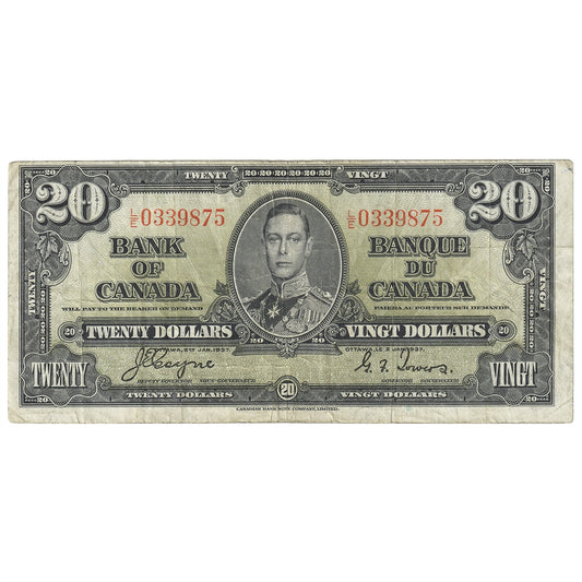 BC-25c 1937 Canada $20 Coyne-Towers, L/E, F