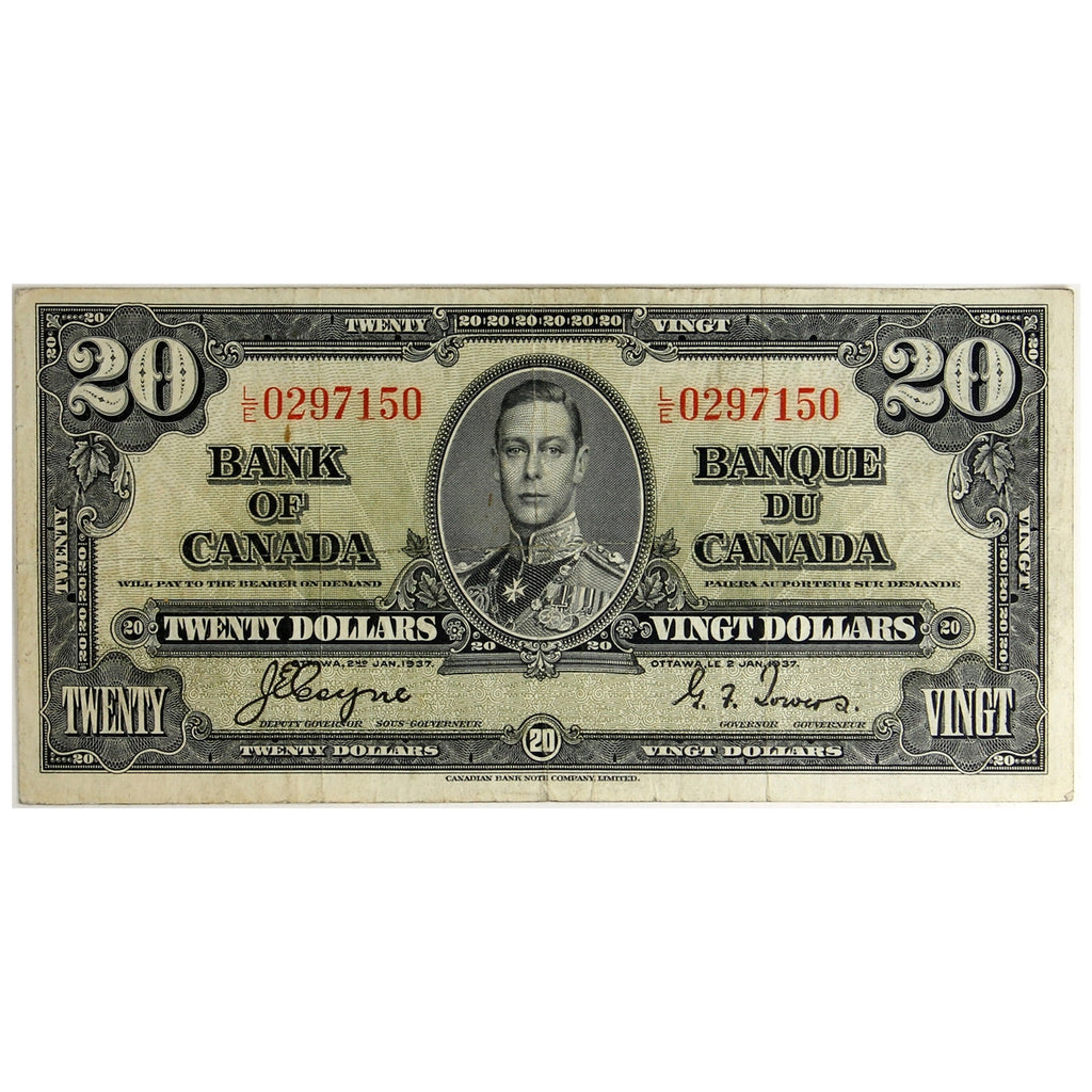 BC-25c 1937 Canada $20 Coyne-Towers, L/E, F-VF (F15)