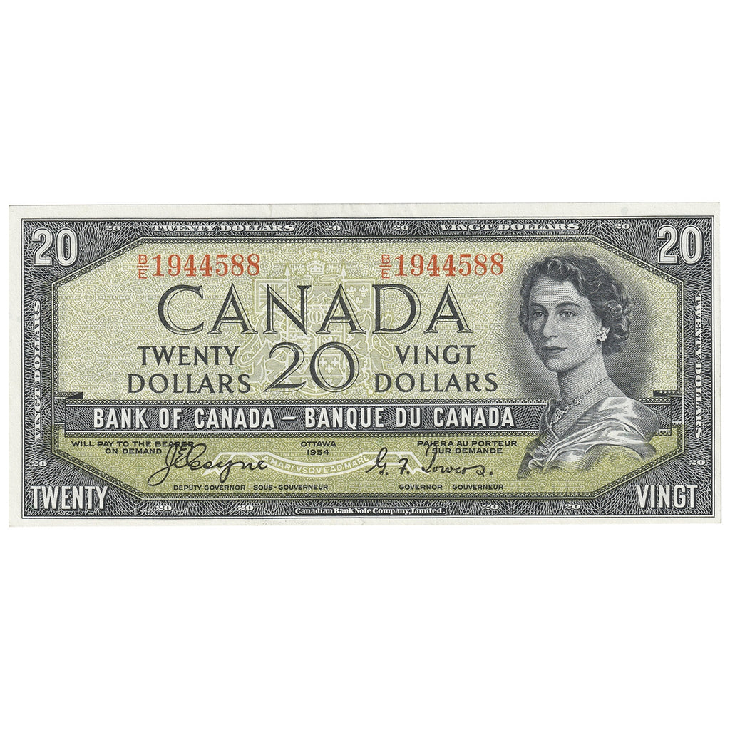 BC-33a 1954 Canada $20 Coyne-Towers, Devil's Face, B/E, EF-AU (EF45)