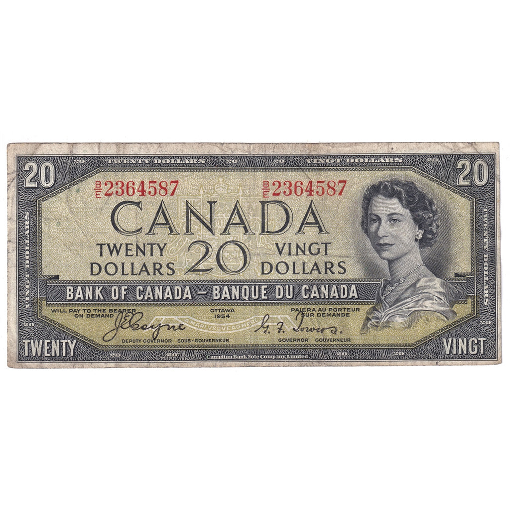 BC-33a 1954 Canada $20 Coyne-Towers, Devil's Face, B/E, F-VF (F15)