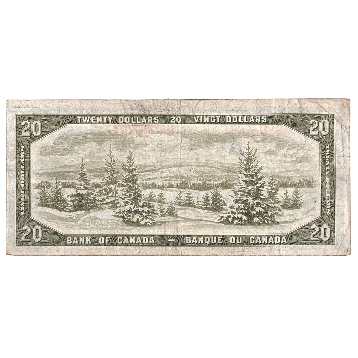 BC-33a 1954 Canada $20 Coyne-Towers, Devil's Face, B/E, F-VF (F15)