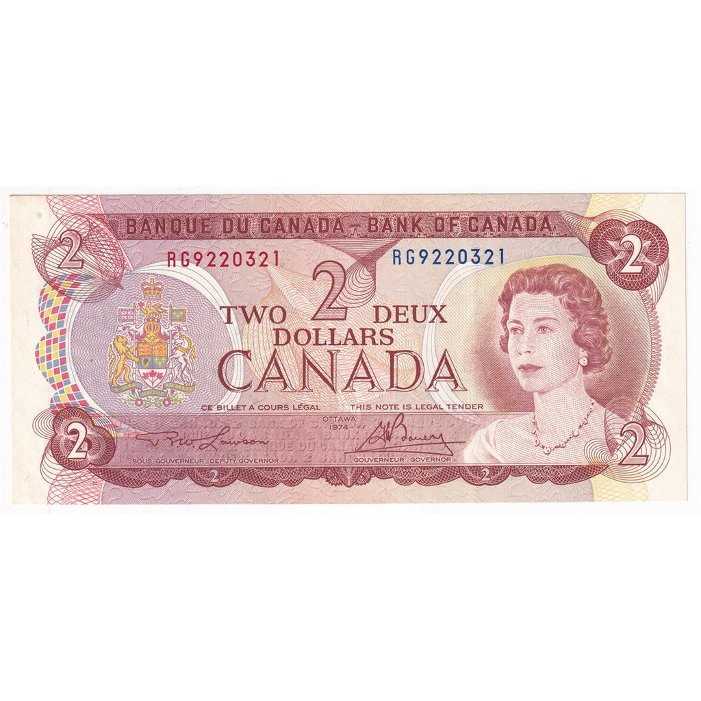 BC-47a 1974 Canada $2 Lawson-Bouey, RG, Extra Fine (EF40)