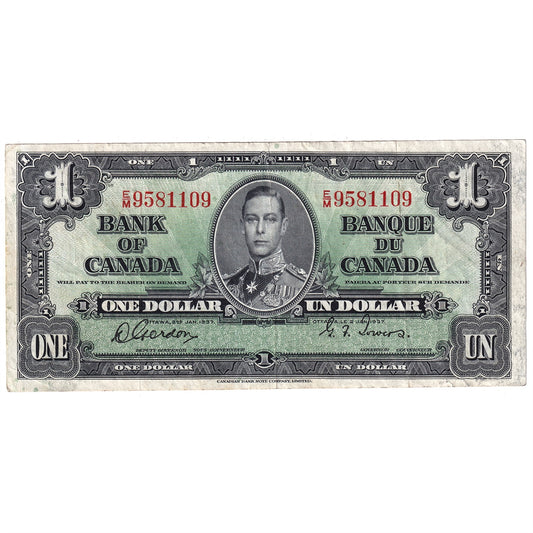 BC-21c 1937 Canada $1 Gordon-Towers, E/M, VF-EF