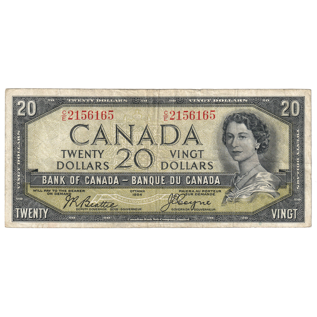 BC-33b 1954 Canada $20 Beattie-Coyne, Devil's Face, C/E, Fine (F12)