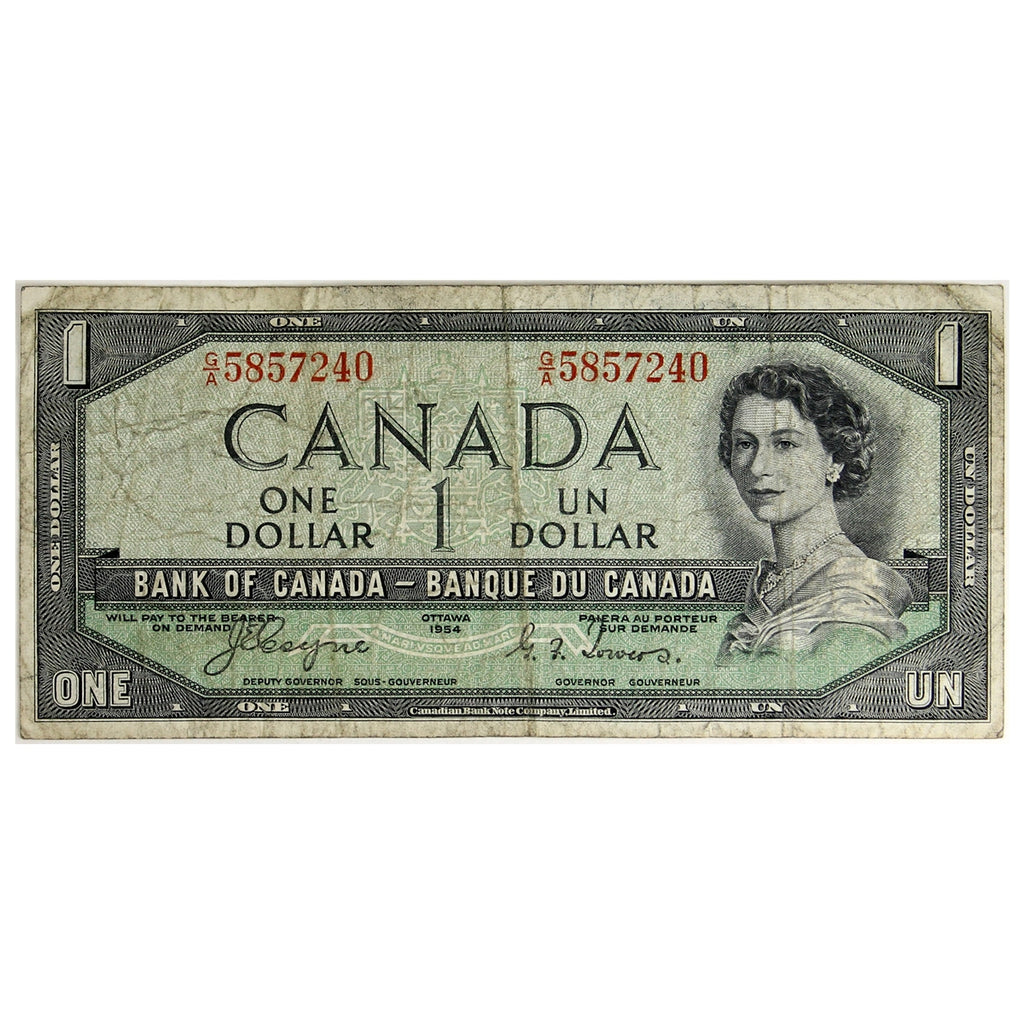 BC-29a 1954 Canada $1 Coyne-Towers, Devil's Face, G/A, Very Good (VG8)