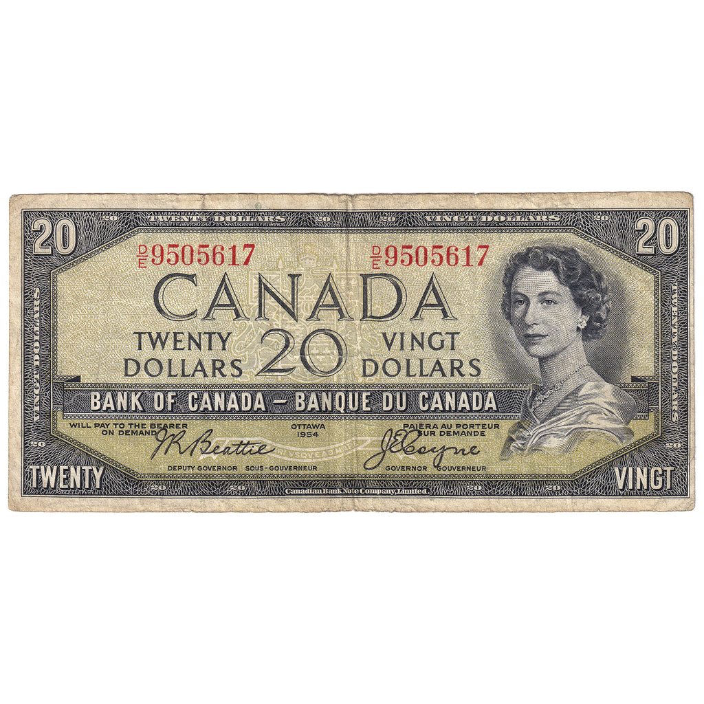 BC-33b 1954 Canada $20 Beattie-Coyne, Devil's Face, D/E, Fine (F12)