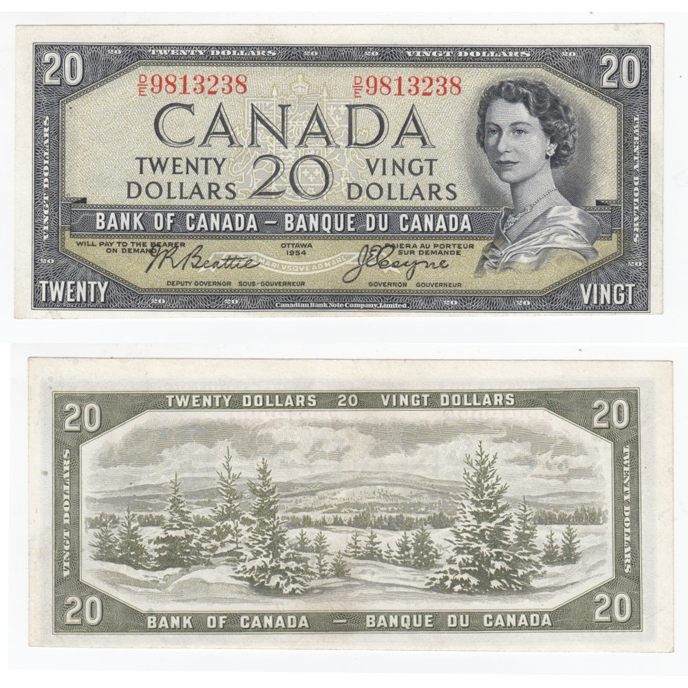 BC-33b 1954 Canada $20 Beattie-Coyne, Devil's Face, D/E, VF-EF