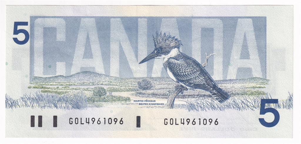 BC-56c 1986 Canada $5 Bonin-Thiessen, GOL, Almost Uncirculated (AU50)