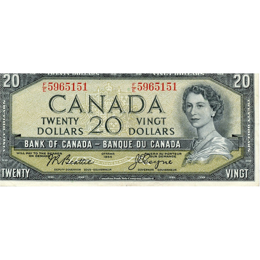 BC-41a 1954 Canada $20 Beattie-Coyne, F/E, VF