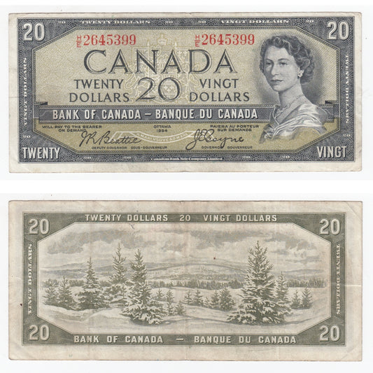 BC-41a 1954 Canada $20 Beattie-Coyne, H/E, VF