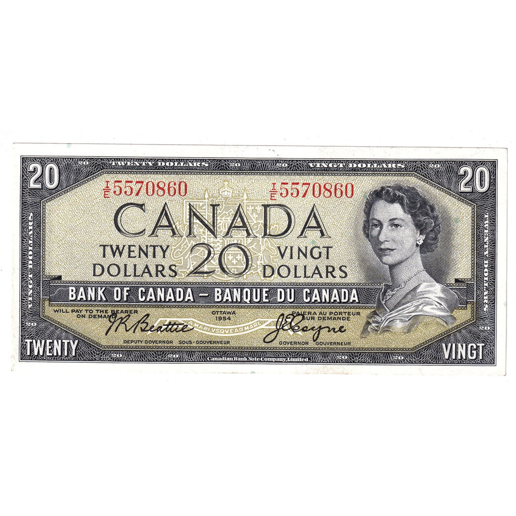 BC-41a 1954 Canada $20 Beattie-Coyne, I/E, EF-AU (EF45)
