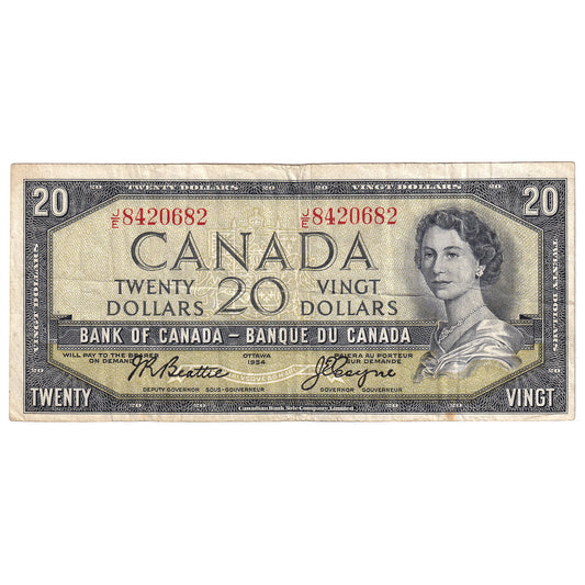 BC-41a 1954 Canada $20 Beattie-Coyne, J/E, Circ