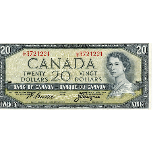 BC-41a 1954 Canada $20 Beattie-Coyne, L/E, Very Fine (VF20)