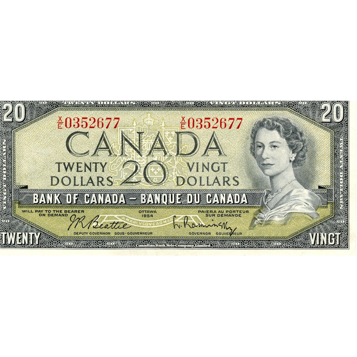 BC-41b 1954 Canada $20 Beattie-Rasminsky, X/E, Extra Fine (EF40)