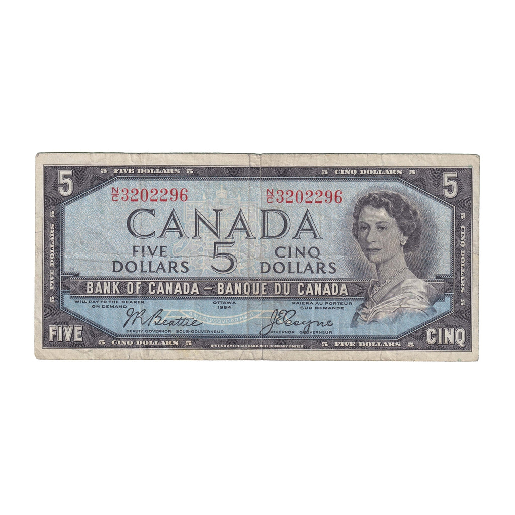 BC-39a 1954 Canada $5 Beattie-Coyne, N/C, Fine (F12)