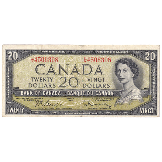 BC-41b 1954 Canada $20 Beattie-Rasminsky, C/W, circ