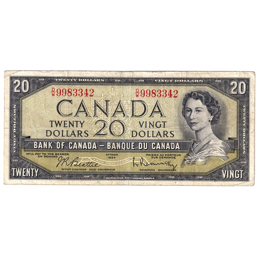BC-41b 1954 Canada $20 Beattie-Rasminsky, D/W, F-VF