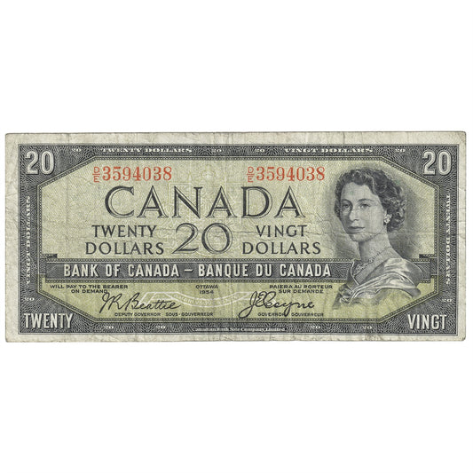 BC-41b 1954 Canada $20 Beattie-Rasminsky, G/W, F-VF