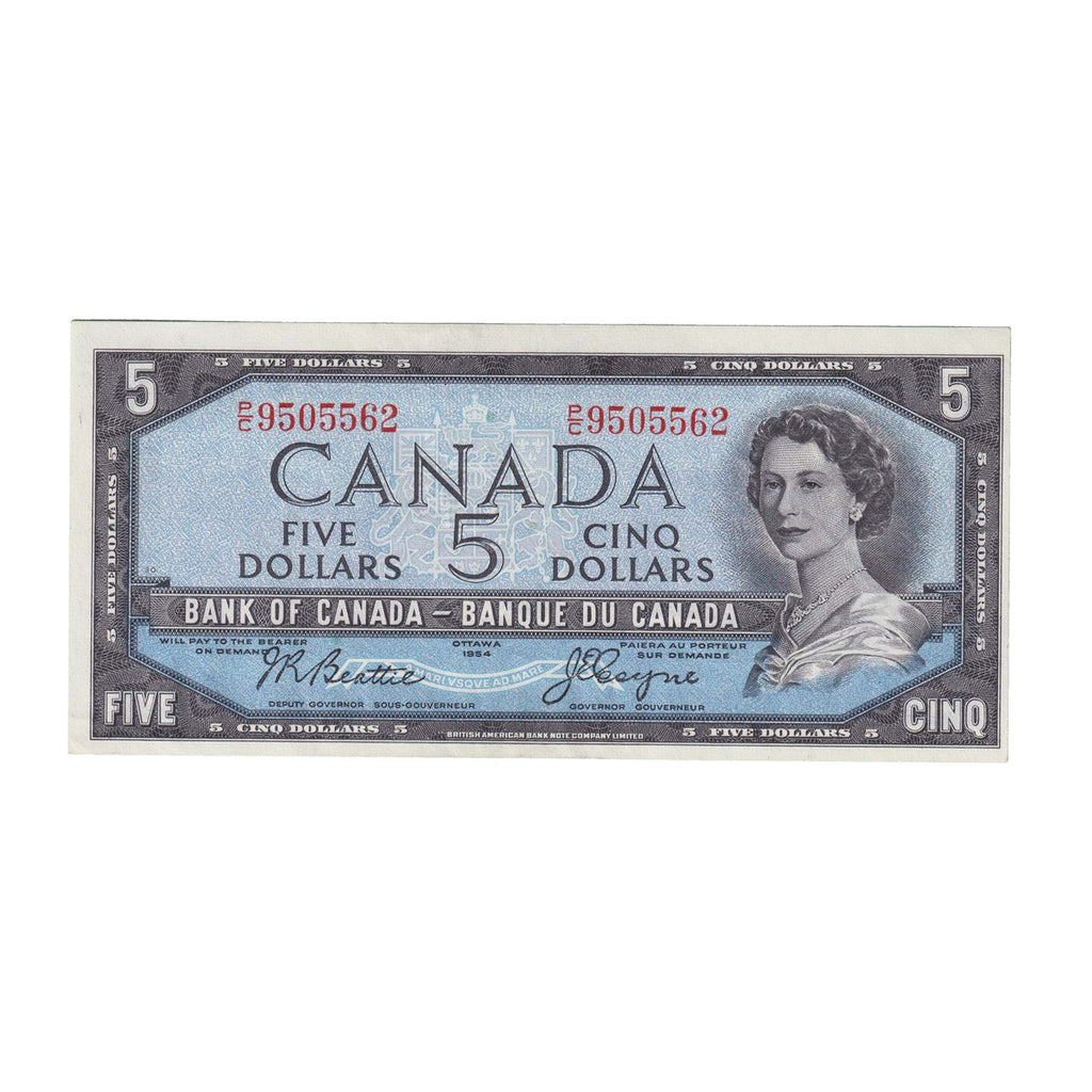 BC-39a 1954 Canada $5 Beattie-Coyne, P/C, AU-UNC (AU55)