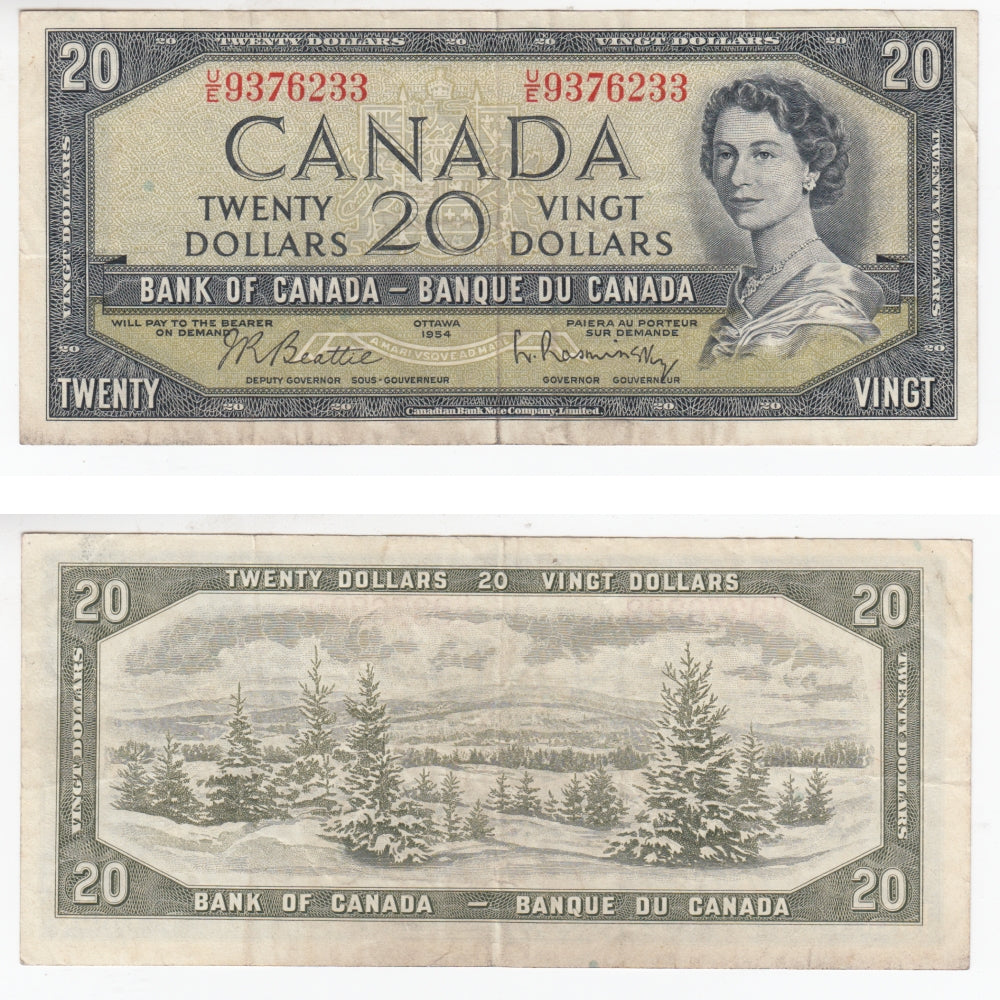 BC-41b 1954 Canada $20 Beattie-Rasminsky, U/E, VF