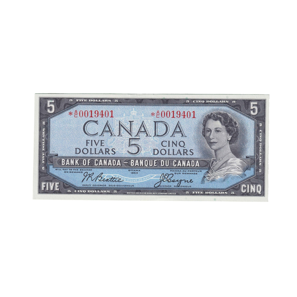 BC-39aA 1954 Canada $5 Beattie-Coyne, *A/C, AU-UNC (AU55)