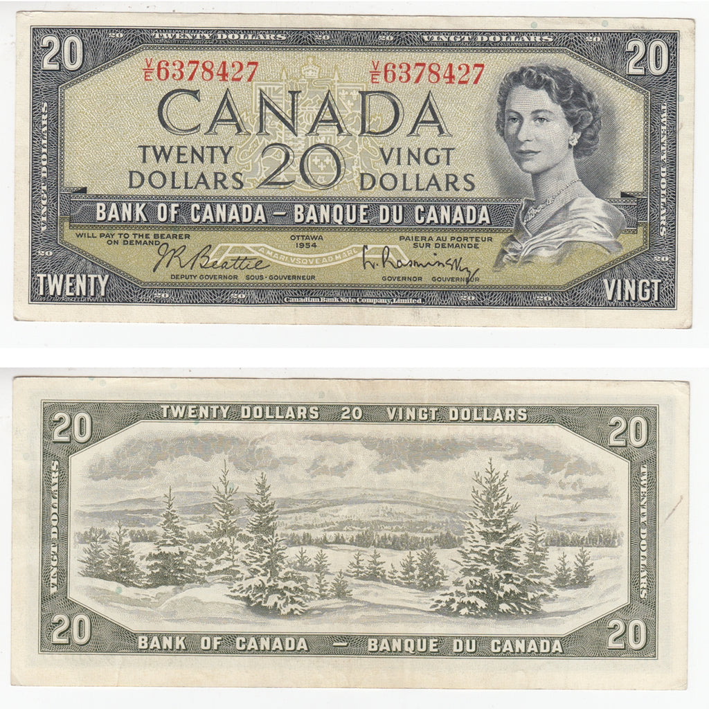 BC-41b 1954 Canada $20 Beattie-Rasminsky, V/E, Extra Fine (EF40)