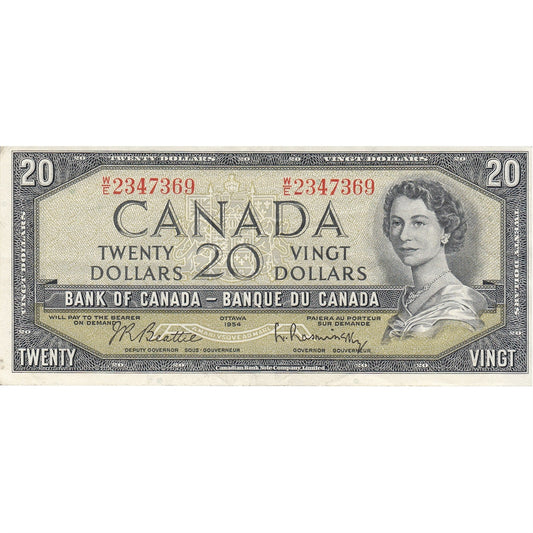 BC-41b 1954 Canada $20 Beattie-Rasminsky, W/E, EF