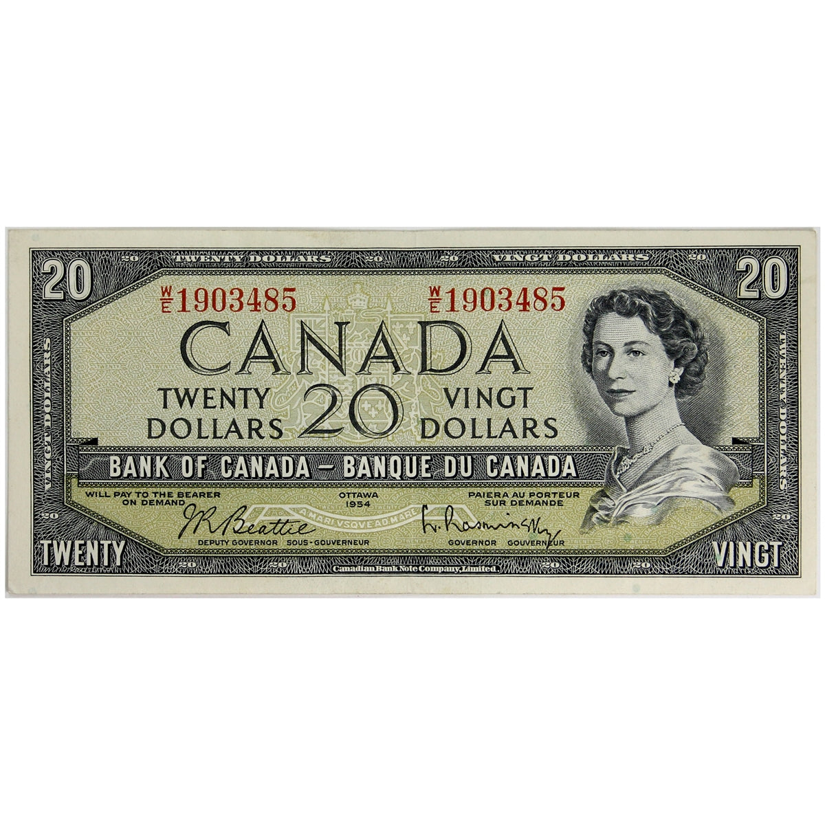 BC-41b 1954 Canada $20 Beattie-Rasminsky, W/E, EF-AU