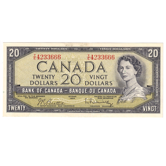 BC-41b 1954 Canada $20 Beattie-Rasminsky, Y/E, EF-AU
