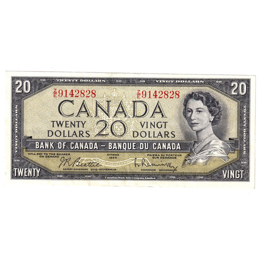 BC-41b 1954 Canada $20 Beattie-Rasminsky, Z/E, AU