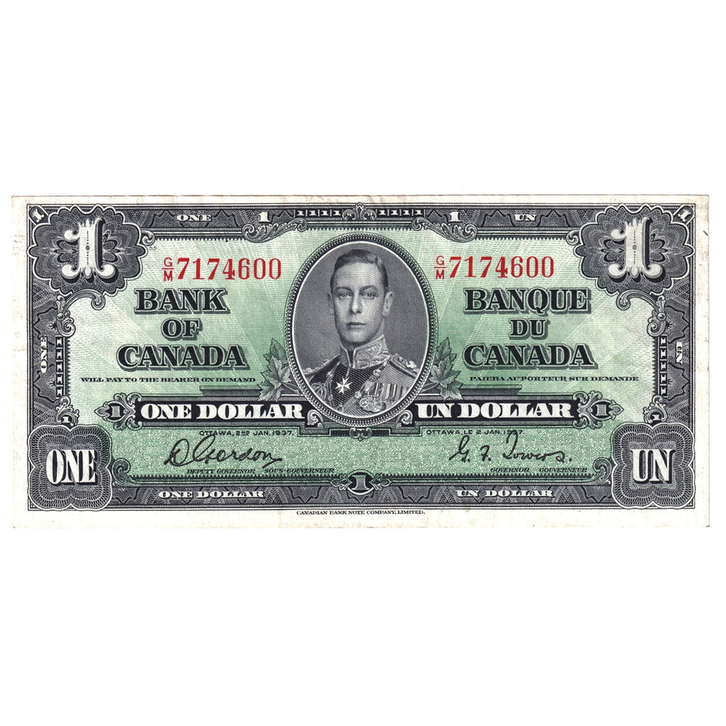 BC-21c 1937 Canada $1 Gordon-Towers, C/M, EF-AU (EF45)