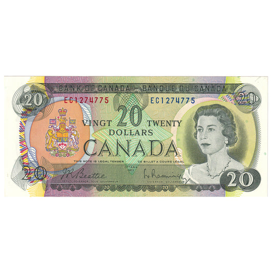 BC-50a 1969 Canada $20 Beattie-Rasminsky, EC, AU-UNC