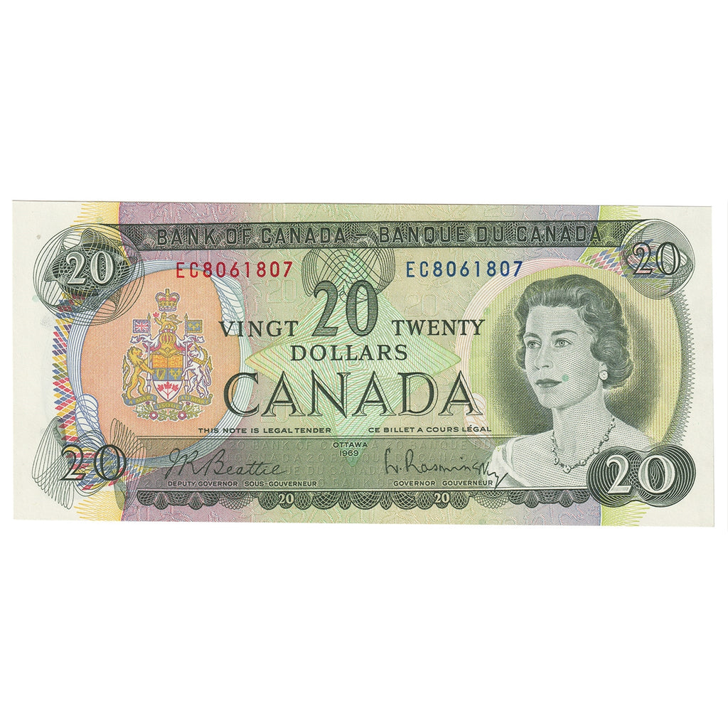 BC-50a 1969 Canada $20 Beattie-Rasminsky, EC, Uncirculated (MS60)