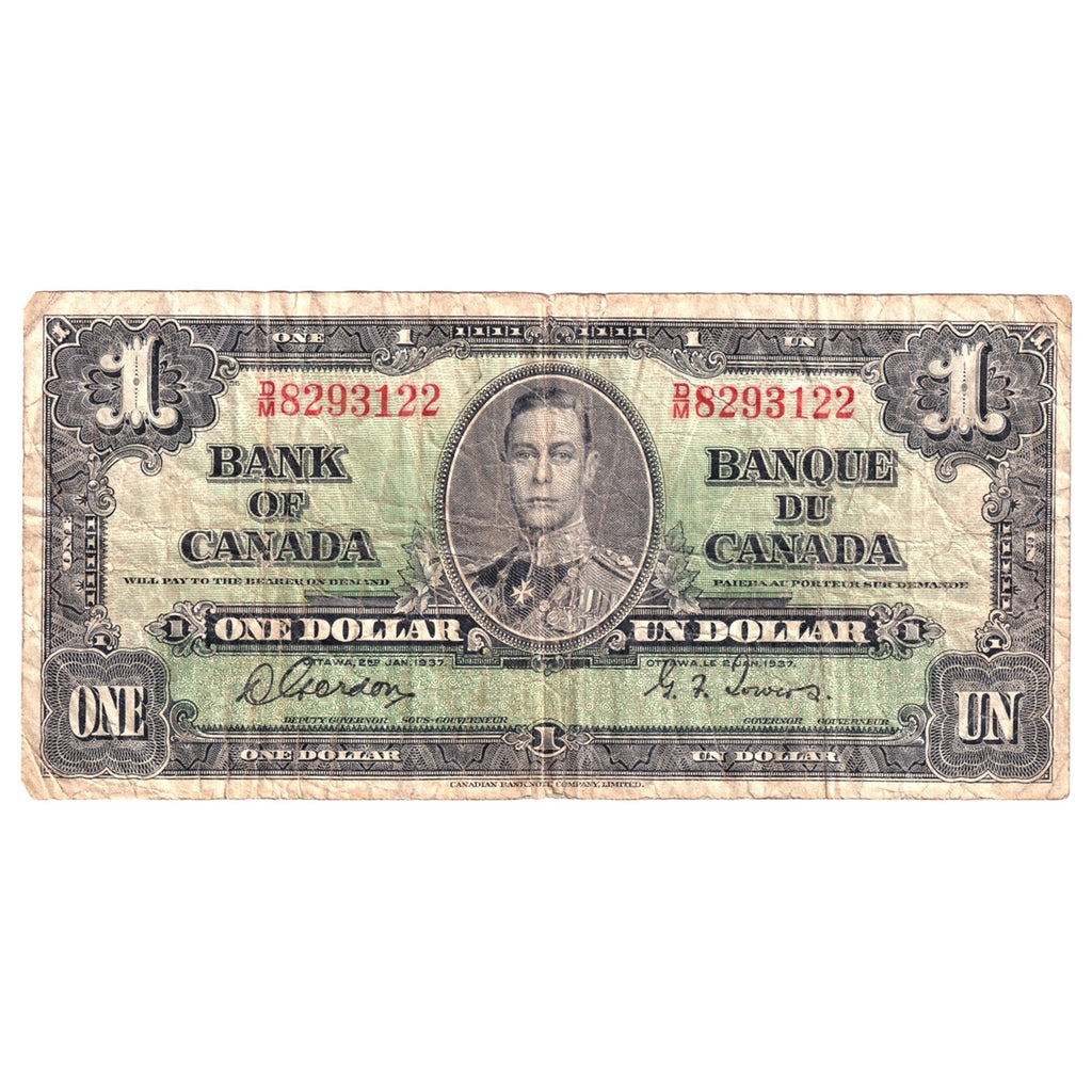 BC-21c 1937 Canada $1 Gordon-Towers, D/M, Circ