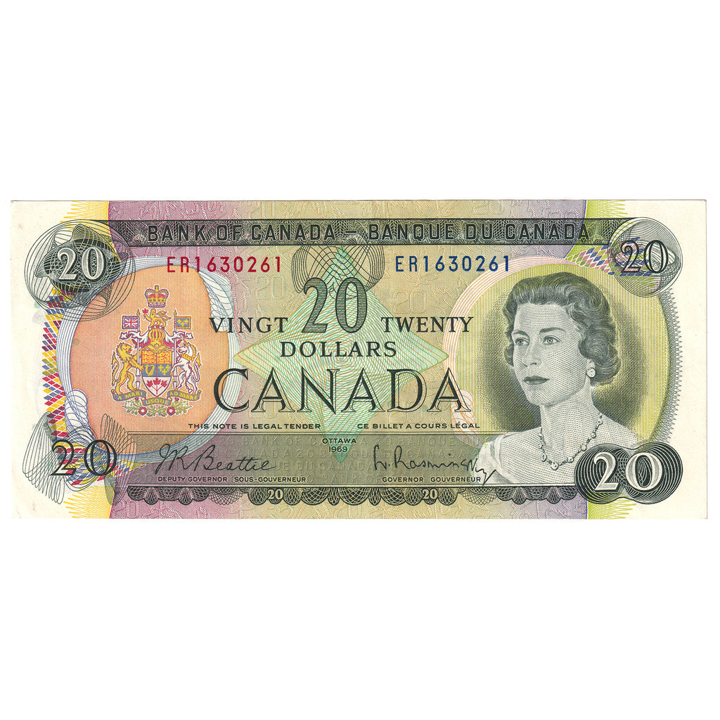 BC-50a 1969 Canada $20 Beattie-Rasminsky, ER, circ