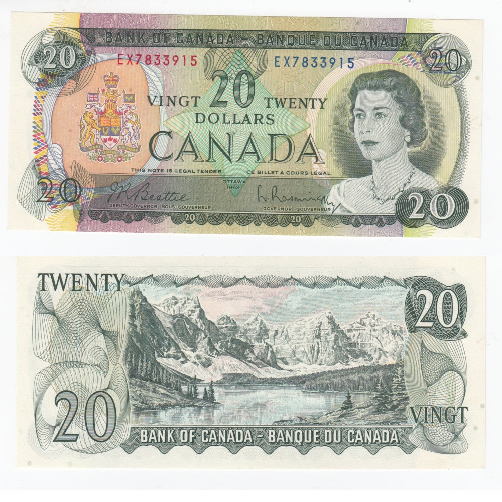 BC-50a 1969 Canada $20 Beattie-Rasminsky, EX, Choice Uncirculated (CUNC63)