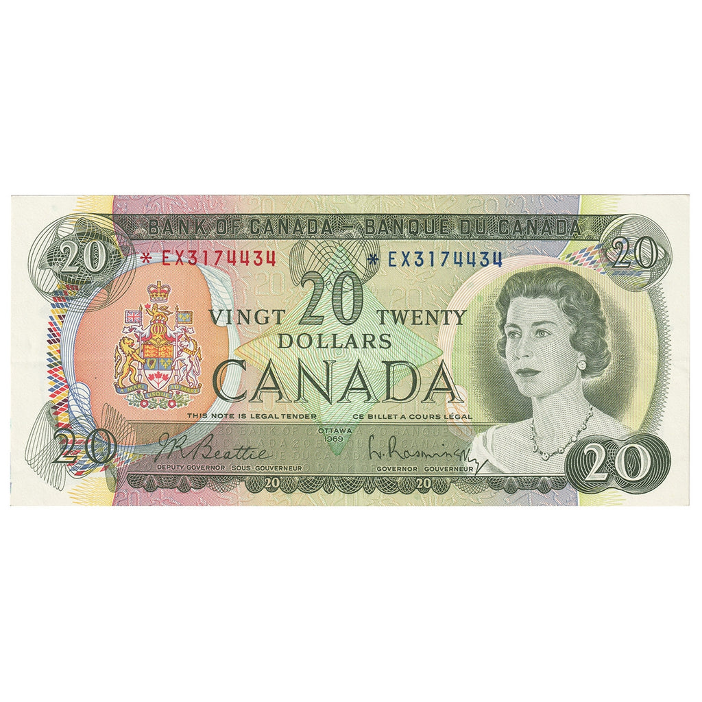BC-50aA 1969 Canada $20 Beattie-Rasminsky, *EX, Extra Fine (EF40)