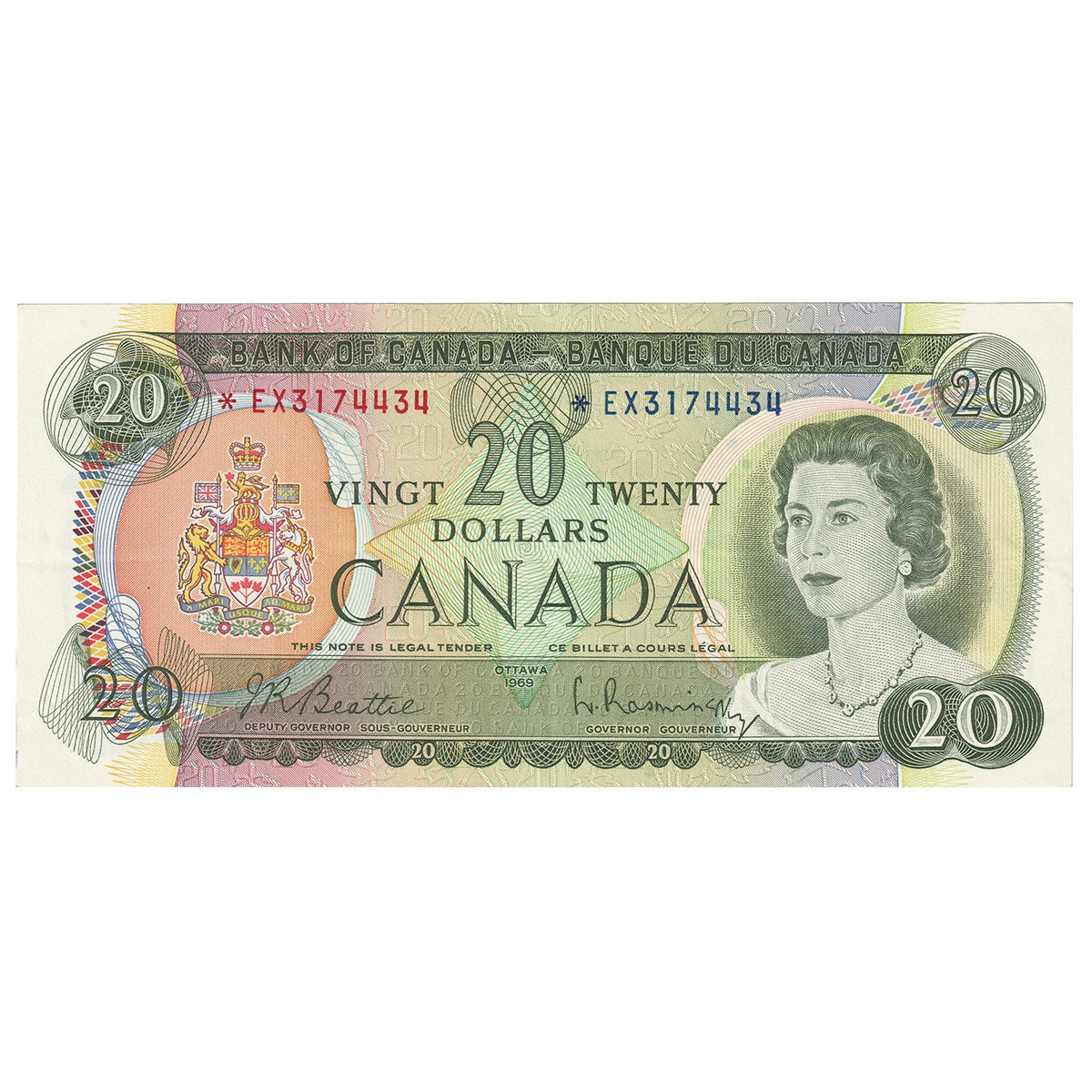 BC-50aA 1969 Canada $20 Beattie-Rasminsky, *EX, Extra Fine (EF40)