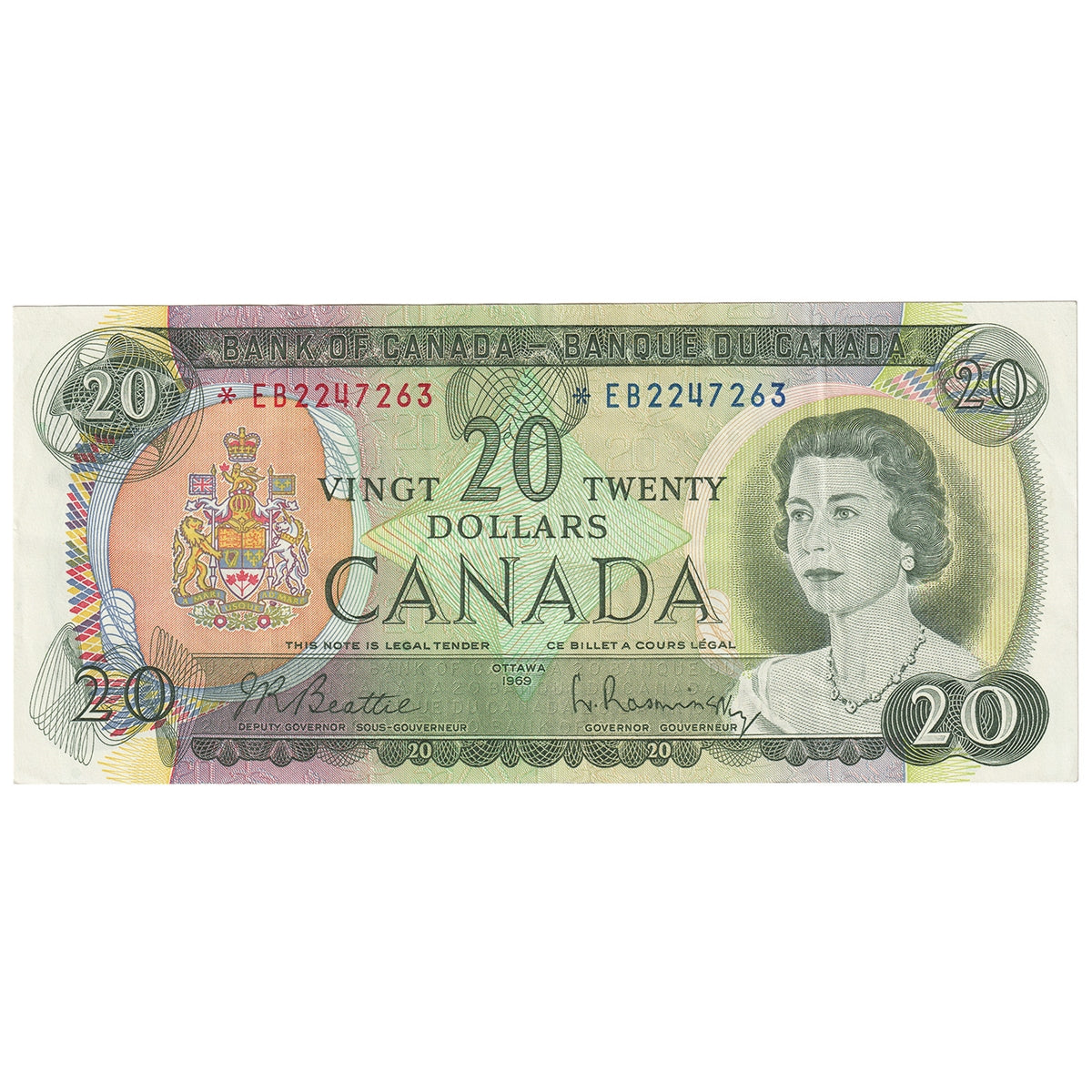 BC-50aA 1969 Canada $20 Beattie-Rasminsky, *EB, VF-EF (VF30)