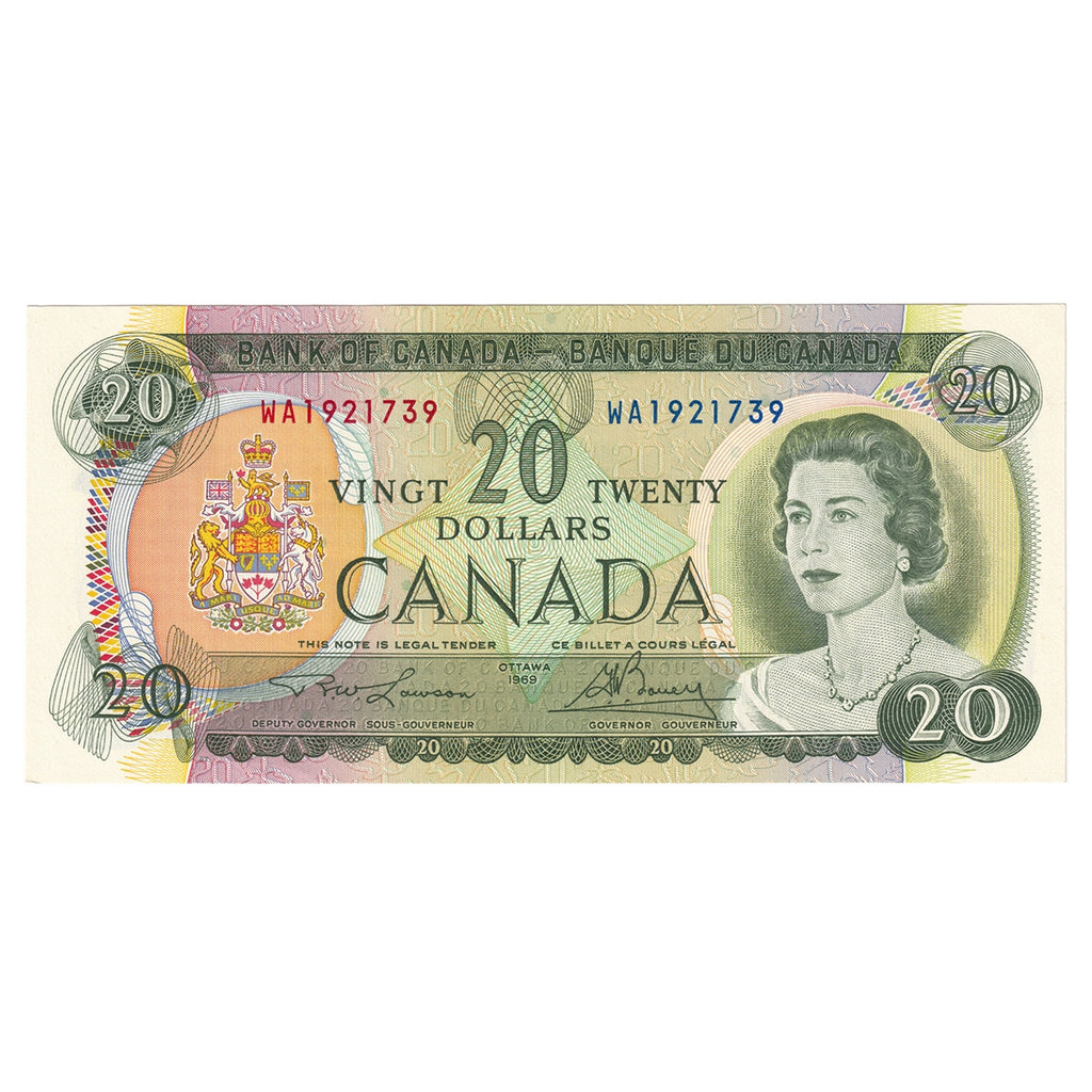 BC-50b 1969 Canada $20 Lawson-Bouey, WA, AU-UNC (AU55)