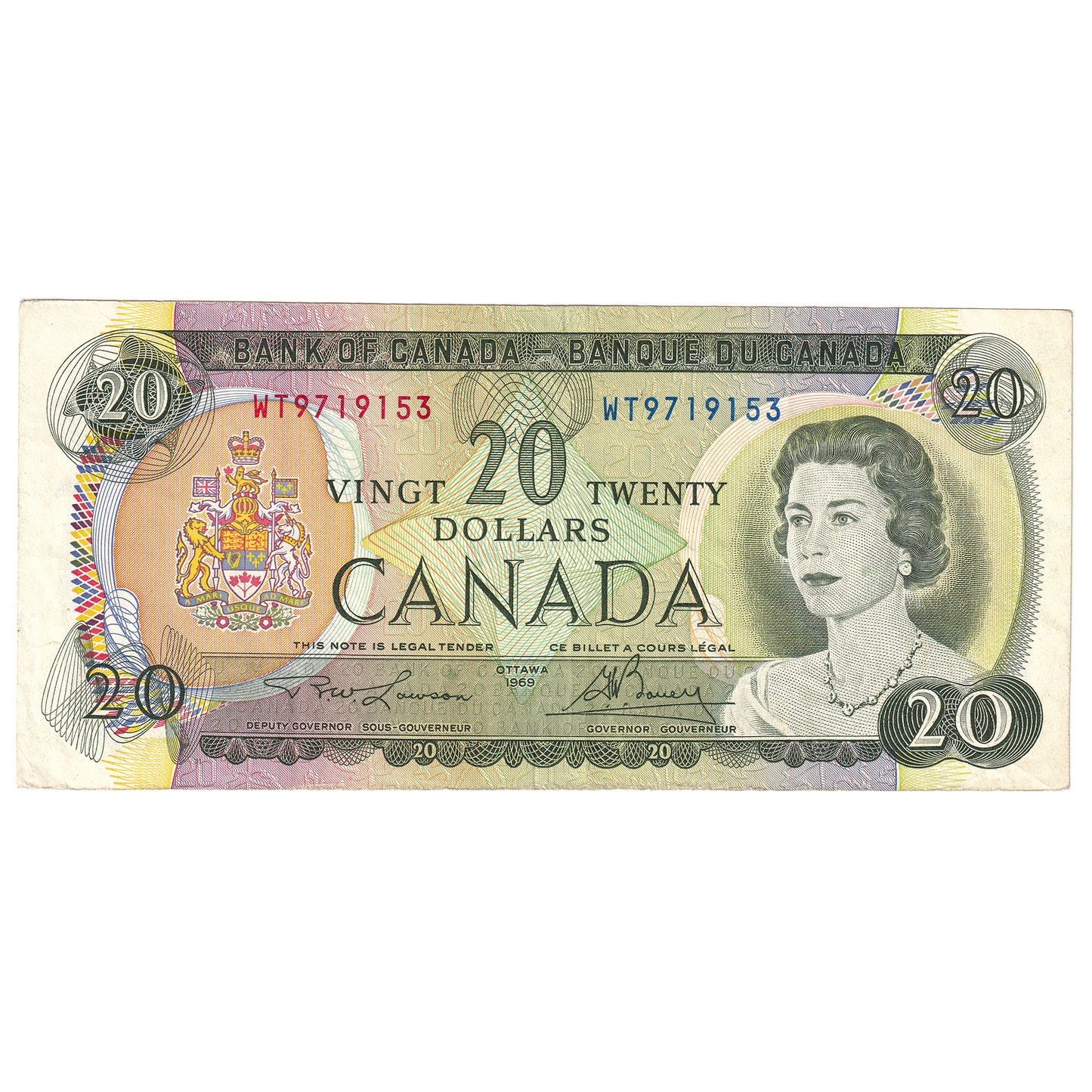 BC-50b 1969 Canada $20 Lawson-Bouey, WT, Circ