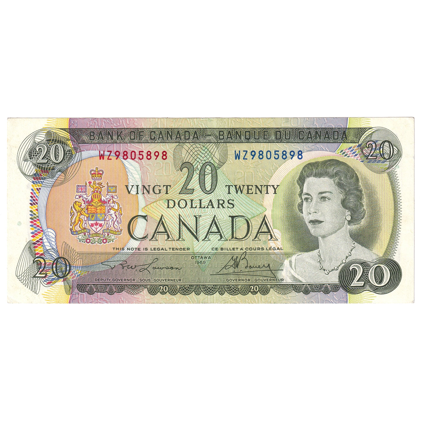 BC-50b 1969 Canada $20 Lawson-Bouey, WZ, Circ