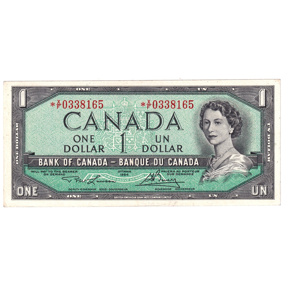 BC-37dA 1954 Canada $1 Lawson-Bouey, *X/F, EF-AU (EF45)