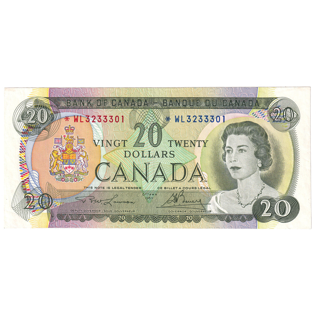 BC-50bA 1969 Canada $20 Lawson-Bouey, *WL, VF-EF (VF30)
