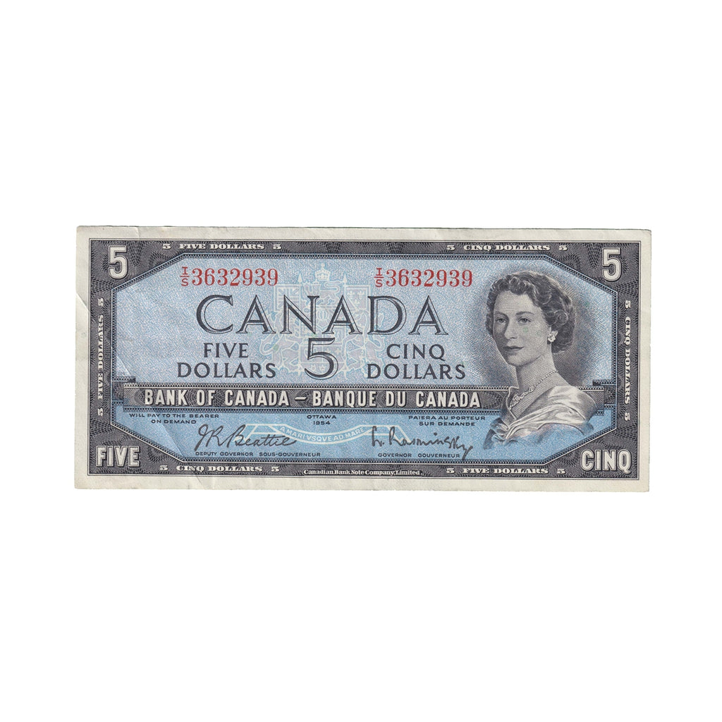 BC-39b 1954 Canada $5 Beattie-Rasminsky, I/S, VF-EF (VF30)