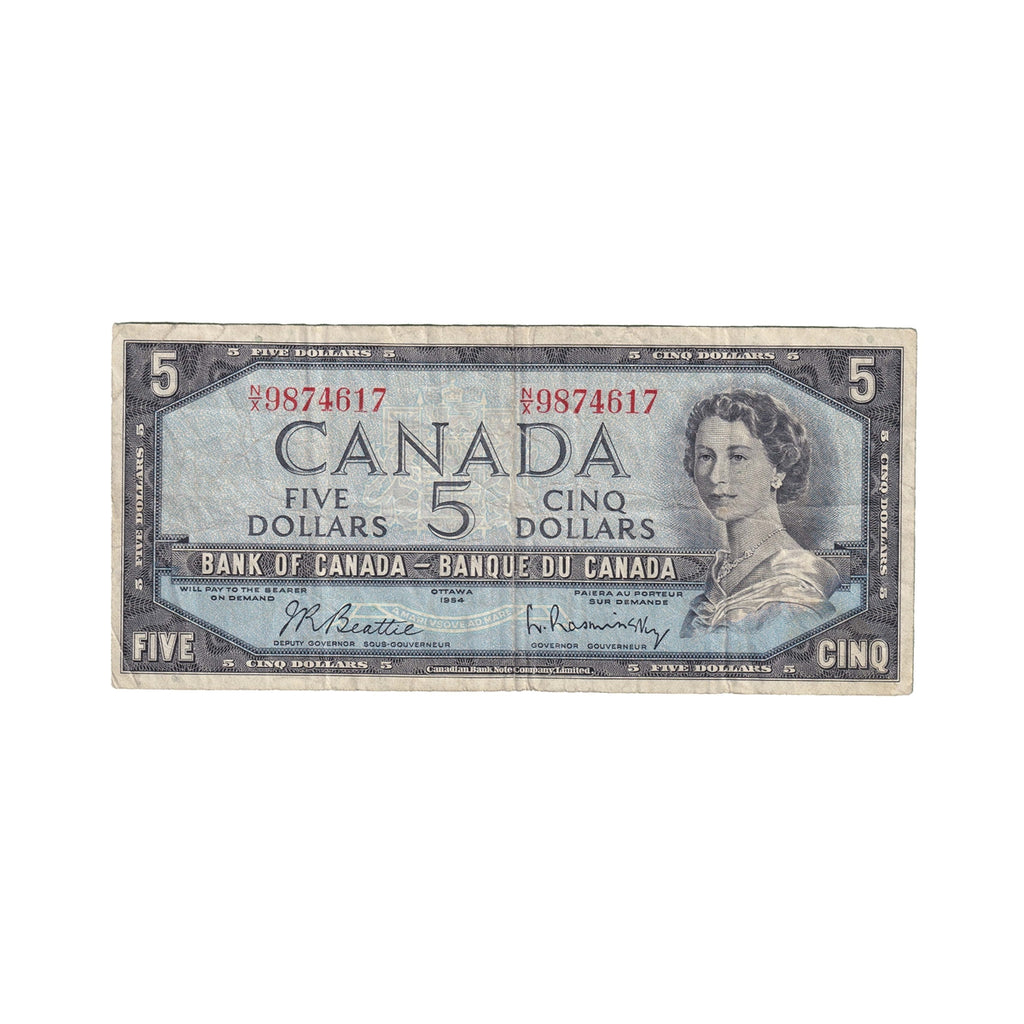 BC-39b 1954 Canada $5 Beattie-Rasminsky, N/X, Fine (F12)