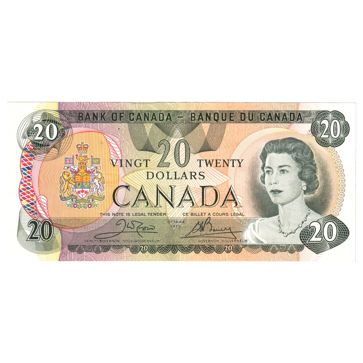 BC-54b 1979 Canada $20 Crow-Bouey, Lithographed, Almost Uncirculated (AU50)
