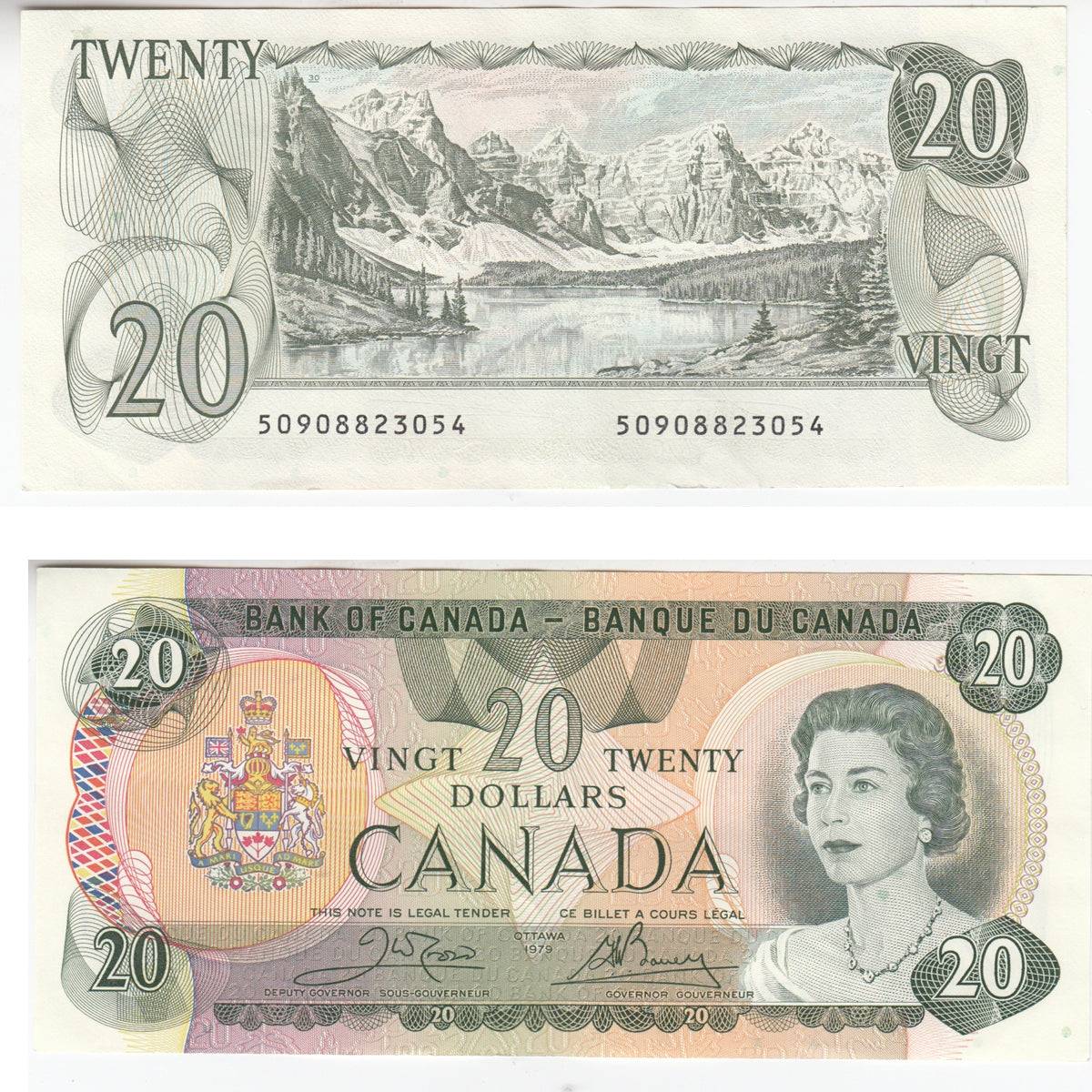 BC-54b 1979 Canada $20 Crow-Bouey, Steel Engraved, Almost Uncirculated (AU50)