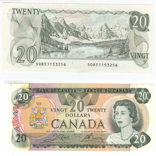 BC-54b 1979 Canada $20 Crow-Bouey, Steel Engraved, AU-UNC